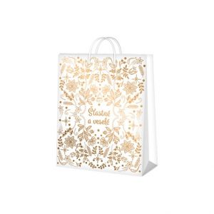 ALBI Dárková taška malá - Šťastné a veselé s ražbou