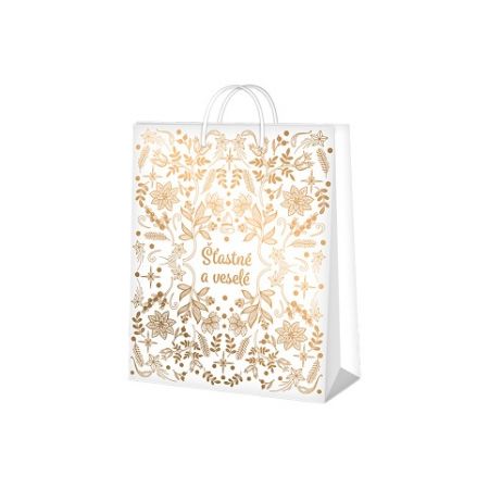 ALBI Dárková taška malá - Šťastné a veselé s ražbou