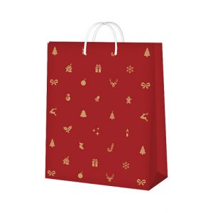 ALBI Dárková taška velká - Červená vánoční s ražbou