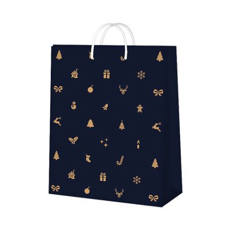 ALBI Dárková taška velká - Modrá vánoční s ražbou