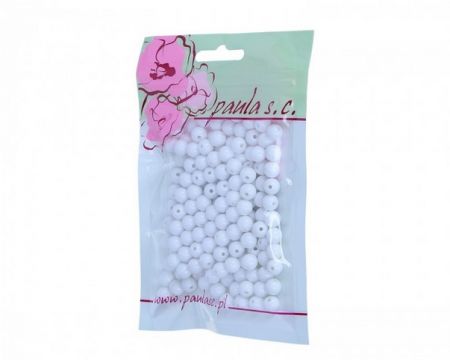Korálky 8mm bílé matné plastové 50 g