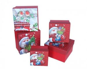 Dárkových krabička – motiv ptáčci, Santa velká