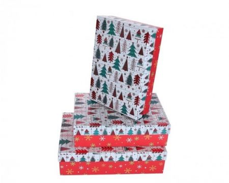 Dárková krabice bílá s  vánočním motivem malá