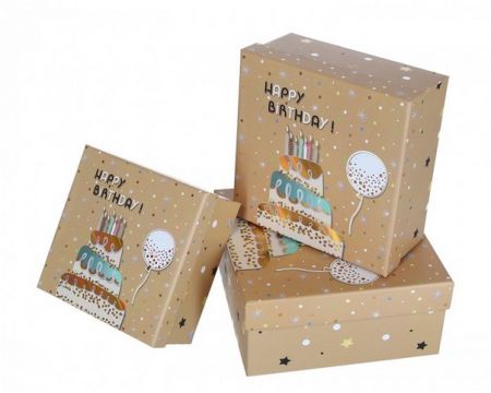 Dárková krabička Happy Birthday dort střední