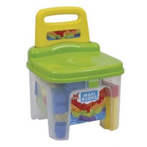 Plastová židlička 25,5x27x41cm se stavebními kostkami 22ks 4barvy