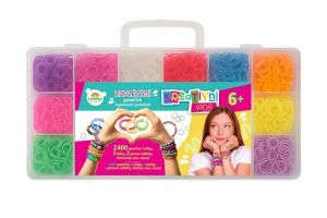 Kreativní sada Udělej si svůj náramek - pletací stav s doplňky v plastové krabici 28x17x6c