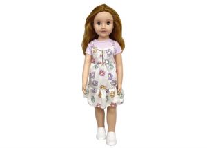 Chodící panenka v květinových šatech 70 cm