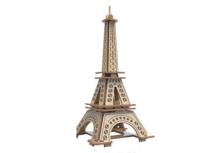 Puzzle 3D dřevěné s barvami Eiffelova věž
