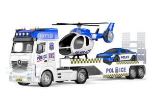 Auto policie tahač 55 cm a helikoptéra s efekty set