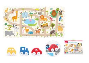 Měkké bloky s autíčkem safari 8ks