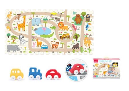 Měkké bloky s autíčkem safari 8ks