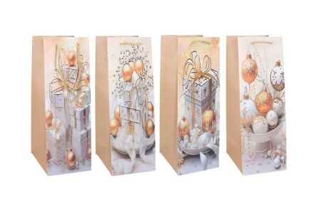 Dárková taška na láhev M 12x35x9 cm VÁNOCE