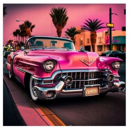 Diamantové malování 40x30cm, Pink Cadillac<br />