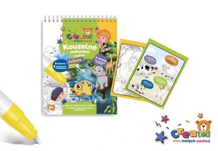 Kouzelné malování vodou/blok s tužkou zvířátka created 4 listy 17x23x2cm