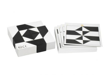 Hlavolam černobílý tangram dřevěný ve fólii