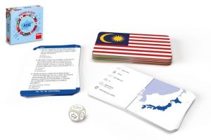 Poznej vlajky Asie cestovní společenská hra v krabici 13x13cm