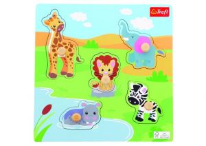 Vkládačka/Puzzle desková dřevěná zvířátka safari 22x22cm ve fólii 18m+