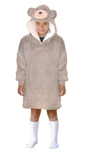 Cozy Noxxiez CH328 Medvěd - hřejivá televizní mikinová deka s kapucí pro děti 7 - 12 let