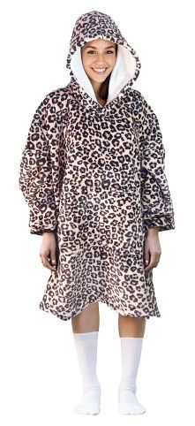 Cozy Noxxiez CH371 Leopard potisk - hřejivá televizní mikinová deka s kapucí pro teenagery