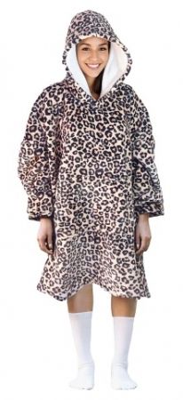 Cozy Noxxiez CH371 Leopard potisk - hřejivá televizní mikinová deka s kapucí pro teenagery