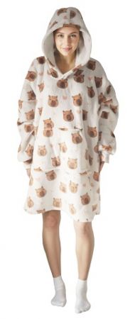 Cozy Noxxiez CH372 Kapybara potisk - hřejivá televizní mikinová deka s kapucí pro teenager
