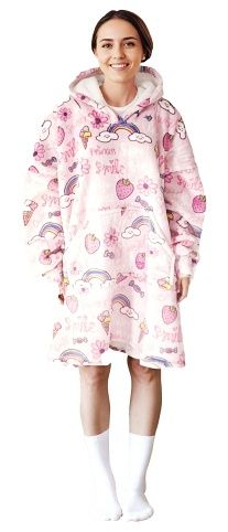 Cozy Noxxiez CH373 Sladkosti potisk - hřejivá televizní mikinová deka s kapucí pro teenage
