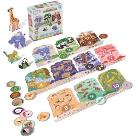 KukiKuk 80056 - Véééliké puzzle loto Výlet do ZOO