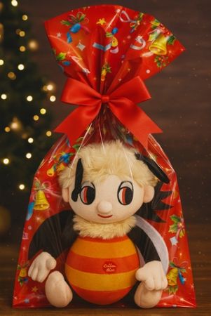 Dárkový metalový foliový vánoční sáček H s celofánem23x34cm