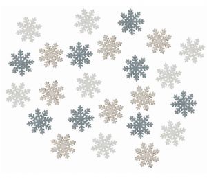 Dekorace vánoční dřevěná - vločky šedé 2cm, 24 ks
