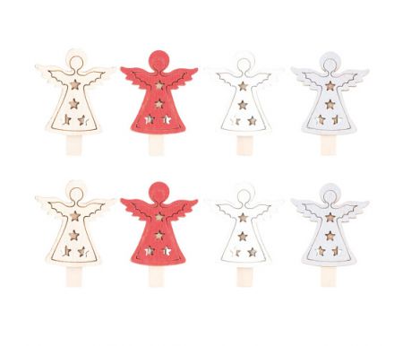 Kolíček vánoční - anděl 4,5cm, 8ks