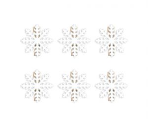 Kolíček vánoční - vločky 4cm, 6ks