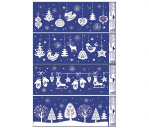 Okenní fólie vánoční - pruh s glitry visící dekorace 60 × 22,5cm