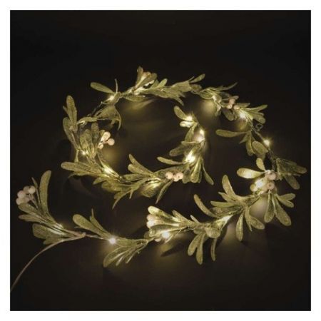 EMOS LED vánoční girlanda - jmelí, 1,5 m, 3x AA, vnitřní, teplá bílá, časovač