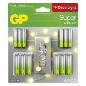 GP GP alkalická baterie SUPER AA 12 + AAA 12 + LED řetěz BL