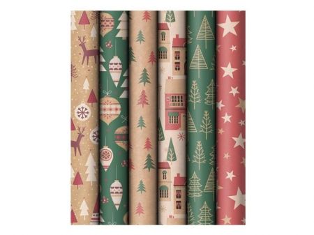 Balicí papír vánoční role 200x70 kraft mix č.  5