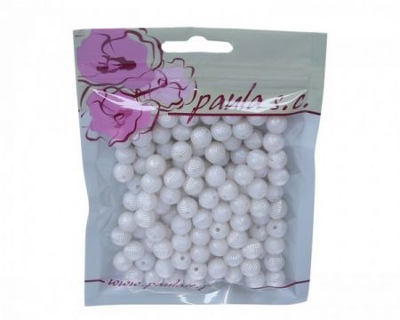 Korálky 10mm bílé  perleťové plastové 50 g