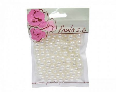 Korálky 10mm krémové perleťové plastové 50 g