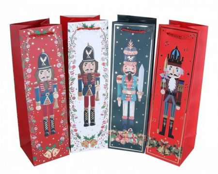 Dárková taška na láhev vánoční 38cm/11cm/11cm 