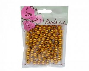 Korálky 10mm zlaté perleťové plastové 50 g