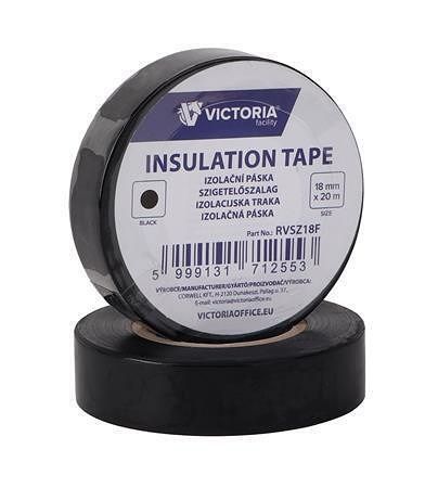 Izolační páska, černá, 18 mm x 20 m, VICTORIA FACILITY