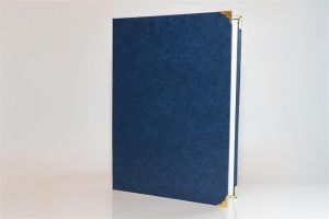 Desky na diplom, modrá, A4, koženka, kovové rohy, 5999131712652