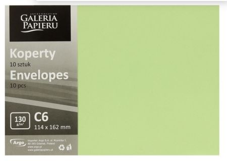 Ozdobné obálky Smooth - C6, 130 g/m2, světle zelené, 10 ks