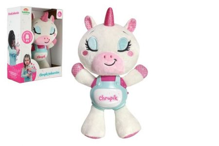 Jednorožec Chrupík usínáček plyš/plast na baterie se zvukem se světlem v krabici 22x30x10,