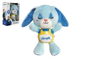 Zajíček Chrupík usínáček plyš/plast na baterie se zvukem se světlem v krabici 22x30x10,5cm