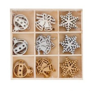 Dekorační dřevěné výřezy vánoční ozdoby 45 ks