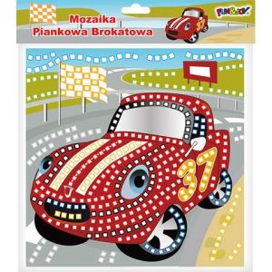 Pěnová mozaika třpytivá samolepicí – Auto 25x25 (25 × 25 cm)