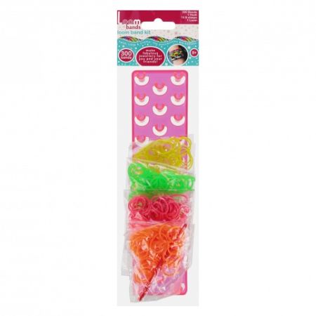 Udělej si svůj náramek - gumičky 300ks + náčiní + pletací stav na náramky v sáčku 8x29x3cm