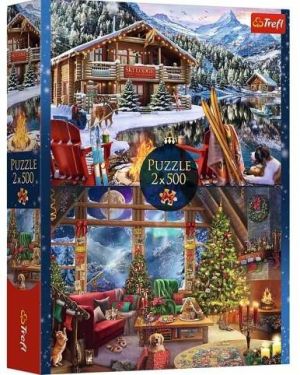 TREFL Puzzle 2x500 dílků Vánoce na horách