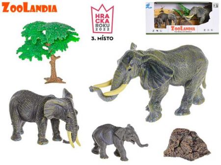 Zoolandia slon s mláďaty a doplňky v krabičce