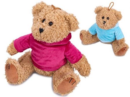 Medvídek plyšový 20cm sedící s mikinou 2barvy 0m+